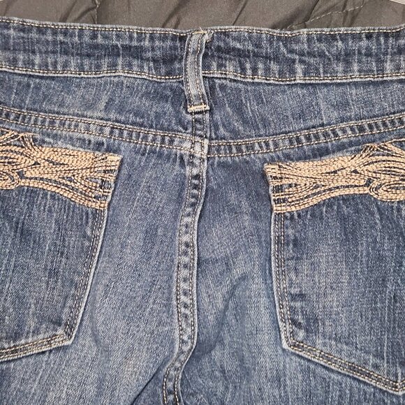 The diva Cowgirl old navy blue denim jeans beige embroider Western pockets 12R - Picture 9 of 11